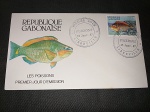Gabão, FDC de 1987, tema Peixes com CBC!