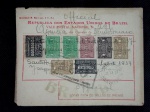 Brasil, vale postal com alta franquia de selos de depósito da primeira para segunda série 2.342 réis, rara franquia mista entre as séries. Vale OFFICIAL não sendo necessária a inclusão de selos de prêmio. Raríssimo. Mínimos senõe