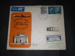 Israel, envelope circulado/registrado de 1º vôo entre LOD - BOMBAY, em 1957 com diversos e interessantes carimbos de recepção e de retorno. Item difícil!