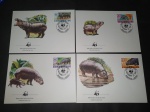 Líbano, lote com 4 FDC's da WMF de 194, com CBC's mostrando HIPOPÓTAMOS. Tema Fauna