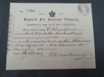 Brasil Império, documento/recibo da Imperial Fire Insurance Cia, seguro contra incêndio, período de Agosto de 1887 a Fevereiro de 1888. Possui estampilha fiscal de 200 réis cifra. Excelente estado! Raro