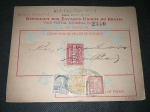 Brasil, vale postal circulado em 1924, com franquia isolada de selos de depósito de 500 mil réis da I série. Impecável!