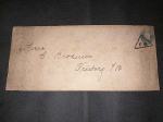 Inglaterra, envelope/inteiro postal circulado, com belíssimo carimbo triangular "F.B."