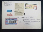 República Tcheca, envelope circulado/registrado para o Brasil em 2004, com carimbo frontal dos Correios do Brasil de COLIS POSTAUX e de liberado pela Receita Federal. Curioso e interessante item!