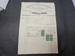 Brasil II Império, documento fiscal/recibo/nota de 30 de janeiro de 1870, com 3 estampilhas/selos fiscais D. Pedro II de 200 réis. Trata-se de compra de vestuário. Belo item em excelente estado!