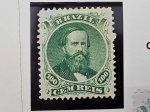 Brasil Império, selo D. Pedro II Barba Preta de 100 réis, verde, tipo 1b, novo, goma original plena - goma azul (RHM 27Aac), com certificado valor de 8000.00 de catalogo. . Capa do nosso catálogo!