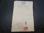 Brasil, documento fiscal conhecido por "Inteiro Fiscal", por ter selos/estampilhas fiscais impressos, datado 30/XII/1942, complementado por mais estampilhas/selos fiscais do Tesouro Nacional. Um dos selos fiscais impresso é PENITENCIÁRIO. Interessante e curioso. Merece estudo!
