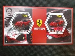Tchad, bloco c/ selos tema Ferrari mostrando a 529 e a Enzo