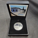 Moeda do Brasil- Estojo com Moeda 5 Reais 2012 - P-749 Proof FC - Edição comemorativa Goiás - Série Patrimônio da UNESCO. - Prata (0,925) 27 g 40 mm - Com Certificado. (CMA 19)