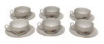 M.Z. Tchecoslováquia  Conjunto de seis xícaras para chá em porcelana esmaltada, com decoração policromada e detalhes filetados a ouro. Manufatura na vesro.