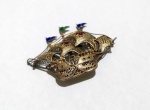 Vintage Luxo Jóias, Lindo Broche Navio Caravela Português, Filigranado, em Prata de Lei, folheado em ouro e Esmaltado, medindo 5,5cm. Peso total 6,95gr