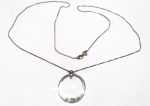 Vintage Fashion Jóias, Cordão com Cristal Bisotado de 2,7cm de diâmetro, em Prata de Lei 925, medindo, 63cm. Peso total 8gr