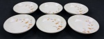 Noritake Japan. Seis tigelas em porcelana japonesa esmaltada, delicada decoração de folhagens e frutos em policromia, bordas filetadas a ouro. Manufatura no verso. Medidas: 3 x 14  cm.