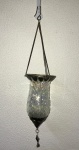 Magnífico pendente vintage de luminária de pendurar em vidro, com cabos antigos.  Mede aprx. 47 x 13 cm.