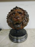 escultura de metal rosto de leão fundido com base de cuba da roda- (VE132)