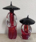 Belo par de Estatuas em murano representado chineses . Mede: 12 e 18 cm
