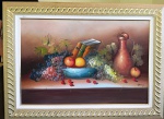 Assinatura não identificada  -  OST - Natureza Morta -Possi uma pequena mancha de liquido escorrido ( vide Foto)  - Mede:  CM:  114x85 cm  e  SM: 60x 90 cm - ROB (2)
