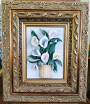Quadro moldado com  biscuit em alto relevo - Copo de leite - Mede:  47x56 cm e 20x30 cm  - ROB (6)