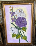 Quadro com composição de pedras semi preciosas -  floral com rosas amarelas . Mede: SM:  55x80 cm e CM: 70x43 cm - ROB (29)