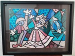 Quebra cabeça emoldurado com quadro de HOMERO BRITO. Mede: 86 X 68 cm