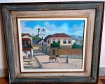 Possui numeração 4898 no verso . Mede emoldurado : 63 X 54 cm.Marcas do tempo na moldura.Edésio Esteves Aguiar Nascimento (Rio de Janeiro, RJ, 1916). Pintor, desenhista, caricaturista e ilustrador.Realizou sua primeira mostra individual no Hotel Cassino de Sabará, Minas Gerais.Produz charges políticas para vários jornais e revistas do Rio de Janeiro e de Minas Gerias, paralelamente às artes plásticas.