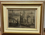 GRETE KMENTT-MONTANDONV  -  "Grete KMENTT-MONTANDON é uma artista nascida em 1893 e falecida em 1982."  Água forte - assinada - Mede: : Moldura 63x51, Obra: 37x25