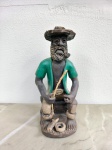 Escultura de barro de preto velho pescador- (VE78)