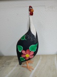 galinha de angola pescoço longo de madeira pintada pés de ferro T médio- (VE169)