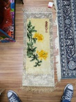 tapete chinês retangular com desenhos de flores e folhas Jiangsu Silk Rug- (VE191)