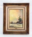SANSÃO PEREIRA - ANTIGO QUADRO ÓLEO SOBRE JUTA " MARINHA " ASSINADO NO CID. MEDINDO A MOLDURA 74 X 62 CM