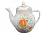 POZZANI - ANTIGO BULE EM PORCELANA CANELADA COM DECORAÇÃO FLORAL. MEDINDO 16 X 11 X 20 CM
