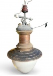 ANTIGO LUSTRE ESTILO RIO ANTIGO / ESTAÇÃO FERROVIÁRIA MARCADO WESTERN ELECTCRIC CÚPULA VIDRO. MEDINDO 70 X 42 CM