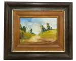 AUTOR NÃO IDENTIFICADO - ANTIGO QUADRO ÓLEO SOBRE TELA " PAISAGEM RURAL". ASSINAOD N.P.. MEDINDO A MOLDURA 33 X 39 CM