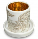 ANTIGO PORTA OVO EM PORCELANA FINLANDESA. MARCA ARABIA E DESIGN G. GRONQVIST . COM RACHADO MO COPO. MEDINDO O COPO 5 X 4.5 CM E O PRATINHO 1.5 X 6.5 CM
