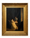 Pedro Weingartner (Porto Alegre RS 1853 - 1929)." Hora do Chá", óleo s. tela ass. sup. dir. loclizado Roma e dat. 1916. Med. MI 80 x 60 cm  Me 110 x 90 cm