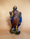 ARTE SACRA : Belíssima imagem de "SÃO JOSÉ" , séc. 18, entalhada em madeira e policromia.  Escultura de grande qualidade e expressividade. Pequenas falhas consistentes com a antiguidade, outrossim em ótimas condições originais.  Med. 28 cm alt