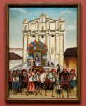 Samuel Simon : "Escola Guatemalteca", "Prosession de Chichicastenan" óleo s. tela , ass. inf. dir. , localizado Comalapa e dat. 1992. Med. 62 x 48 cm