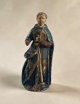 Arte Sacra: Santo Antônio , escultura em madeira,  provavelmente português,  seguramente datado do século 17. Med. 19 cm ( não possui a base ).