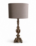 Antigo tocheiro em madeira entalhada , adaptado para luminária , marcas do tempo , apresenta cúpula. Med. 80 cm alt (com cúpula)