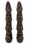 Par de belas esculturas africanas em madeira entalhada, representando totem , formado por quatro rostos indígenas sobrepostos.  Med. 46 cm alt