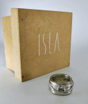 ISLA : Anel Mediterrâneo em prata de lei com água marinha lapidada em moderno design. Aro . 17