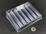 Organizador de moedas para mesa em acrílico, bom estado de conservação. Medidas: 19x15cm.