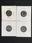 Moedas circuladas da Alemanha Nazista – Segunda Guerra Mundial, 1 Pfennig  A  1941, 1 Pfennig A  1942, 1 Pfennig B  1942, 1 Pfennig F – 1942. Item não promove ou glorifica violência ou intolerância racial. Está a venda apenas para fins de preservação da memória histórica. Organização do leilão não faz apologia a quaisquer movimentos políticos ou ideológicos, e repudia qualquer ideologia de cunho racista.