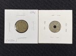 Moedas circuladas da França – Segunda Guerra Mundial, 5 Centimes 1939, 50 Centimes 1941.