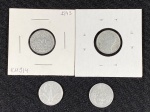 Moedas circuladas da França – Segunda Guerra Mundial, 50 Centimes 1941, 50 Centimes 1942, 50 Centimes 1943, 50 Centimes 1945.