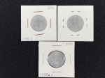 Moedas circuladas da França – Segunda Guerra Mundial, 1 Franc 1943, 1 Franc 1944, 1 Franc 1945.