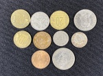 Moedas circuladas da Argentina antes de 1950, 2 centavos 1946, - 2 centavos 1949, - 5 centavos 1937 x 2, - 10 centavos 1950, - 20 centavos 1929, - 20 centavos 1943, - 20 centavos 1949, - 50 centavos 1941 x 2.