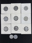 Moedas circuladas da Itália, 5 Liras 1951, 5 Liras 1952, 5 Liras 1953, 5 Liras 1954 x 2, 5 Liras 1955, 5 Liras 1969, 5 Liras 1970, 5 Liras 1972, 5 Liras 1973, 5 Liras 1974.