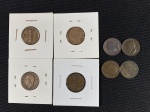 Moedas circuladas da Itália, 5 Cent 1920, 5 Cent 1921 x 2, 5 Cent 1923, 5 Cent 1927, 5 Cent 1930, 5 Cent 1932, 5 Cent 1933.