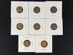 Moedas circuladas da Grã-Bretanha, ½ New Penny 1971, ½ New Penny 1973, ½ New Penny 1974, ½ New Penny 1976, ½ New Penny 1978, ½ New Penny 1979, ½ New Penny 1980, ½ New Penny 1982.